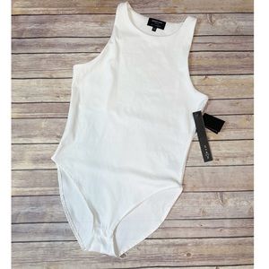 EARNEST SEWN  Womens Stretch Sleeveless Bodysuit White L